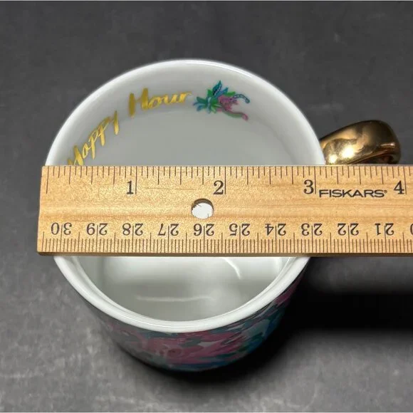 Lilly Pulitzer Happy Hour Ceramic Mug Tone Gold Tone Handle Colorful Floral - Picture 7 of 8